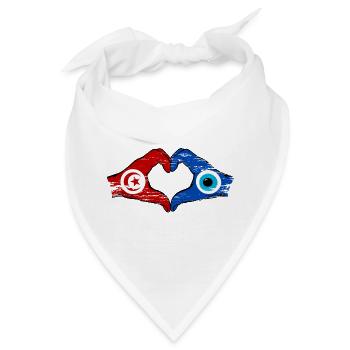 Tunesien Nazar Flagge Hände Herzform used - Bandana - Weiß - Vorne