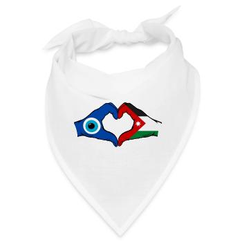 Jordanien Nazar Flagge Hände Herzform - Bandana - Weiß - Vorne