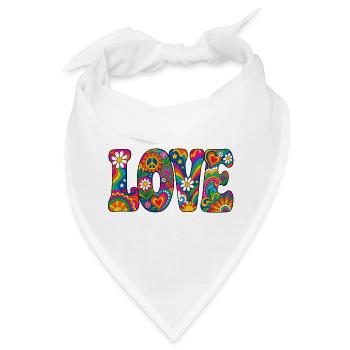 Regenbogenliebe mit Peacezeichen - Bandana - Weiß - Vorne