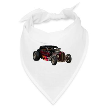 Flammenhotrod mit Chrommotor - Bandana - Weiß - Vorne