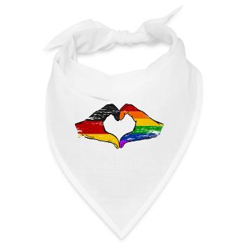 Deutschland Regenbogen Flagge Hände Herzform used - Bandana - Weiß - Vorne