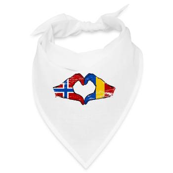 Norwegen Rumänien Flagge Hände Herzform used - Bandana - Weiß - Vorne