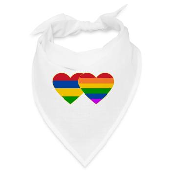 Mauritius Regenbogen Flagge Herz - Bandana - Weiß - Vorne