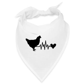 Huhn Herz - Bandana - Weiß - Vorne