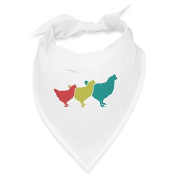 Hühner Trio Retro - Bandana - Weiß - Vorne