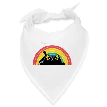 Katze Regenbogen Silhouette - Bandana - Weiß - Vorne