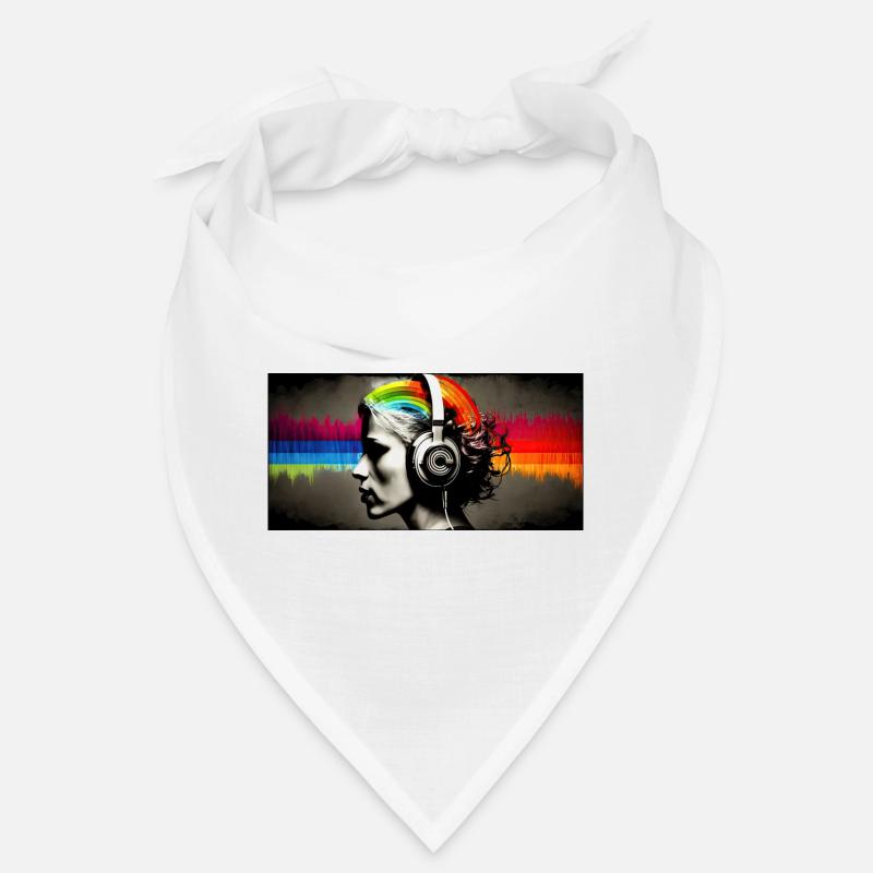 Rainbow Pulse Kopfhörer-Porträt - Bandana - Weiß