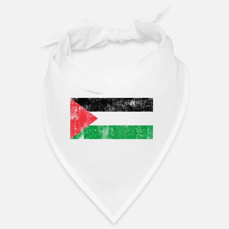 Drapeau de la Palestine drapeau Grunge Retro Vintage - Bandana - blanc