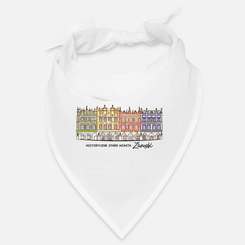 Zamosc en Pologne, façades sur le marché, dessin à la main Bandana