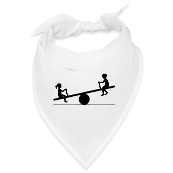 verspieltes Motiv von Kindern auf einer Wippe - Bandana - Weiß - Vorne