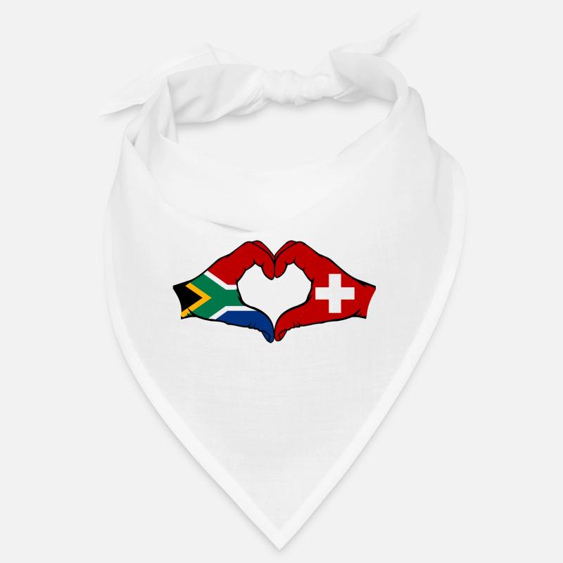 Afrique du Sud Suisse Drapeau Mains Coeur Forme Bandana