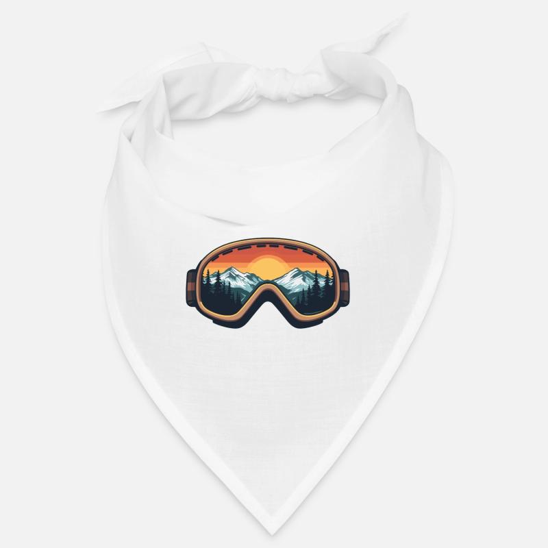 Ski goggles with mountain panorama & sunset Bandana