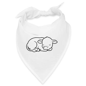 Schlafendes Kälbchen Kuh Baby Süß - Bandana - Weiß - Vorne