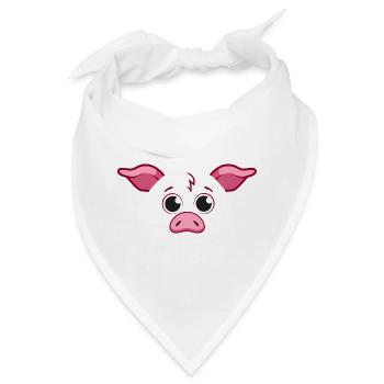Süßes Schweinegesicht minimalistische rosa Tierkunst - Bandana - Weiß - Vorne