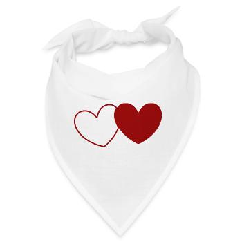 2 rote Herzen Herz rot Geschenk Valentinstag - Bandana - Weiß - Vorne