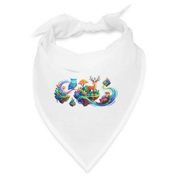 Fantasiewald Tiertraum Fantasy Wald Tiere Motiv - Bandana - Weiß - Vorne