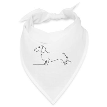 Dackel Teckel One Line Art - Bandana - Weiß - Vorne
