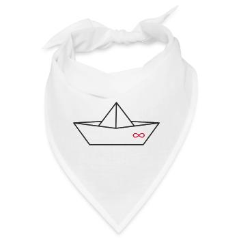 Origami Papierboot mit Unendlichkeitszeichen - Bandana - Weiß - Vorne