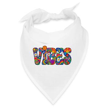 Vibes: Psychedelische Hippie Farbpracht - Bandana - Weiß - Vorne