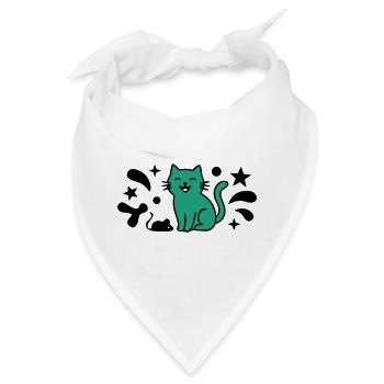Grinsende Katze Maus Grafik - Bandana - Weiß - Vorne