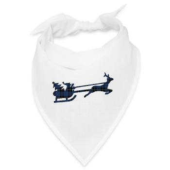 Blauer Tartan-Santa-Schlitten-Silhouette - Bandana - Weiß - Vorne