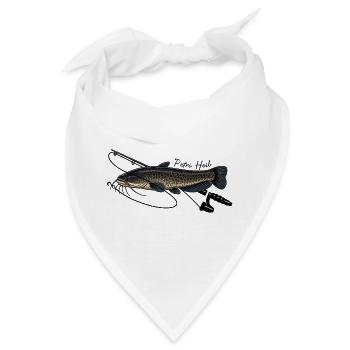 Angeln mit Rute Wels Fisch Petri Heil - Bandana - Weiß - Vorne