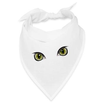 realistische grüne Katzenaugen - Bandana - Weiß - Vorne