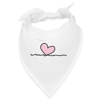 rosa Herz Linie - Bandana - Weiß - Vorne
