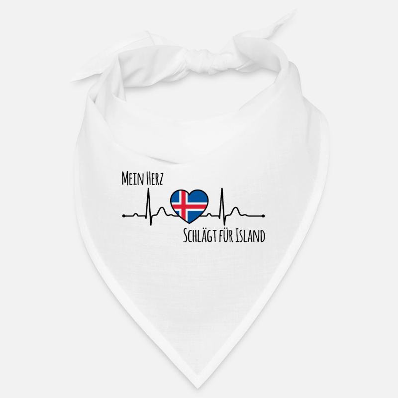 Mon cœur bat pour l’Islande la Scandinavie - Bandana - blanc