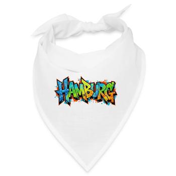 Graffiti-Stil Hamburg Stadtmotiv - Bandana - Weiß - Vorne