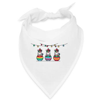 3 Einhörner Weihnachtskugeln Freunde - Bandana - Weiß - Vorne