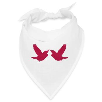 Zwei Vögel in Magenta – grafisches Aquarell Design - Bandana - Weiß - Vorne