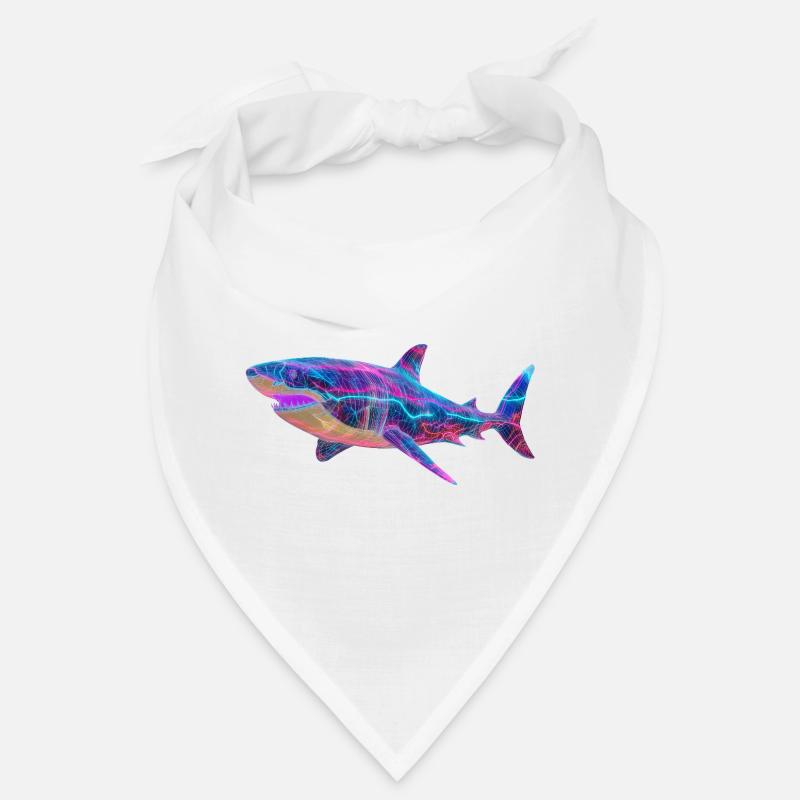 Cyber Shark: Futuristic Synthwave Ocean Art Bandana