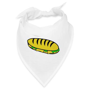 Baguette Hotdog Illustration - Bandana - Weiß - Vorne
