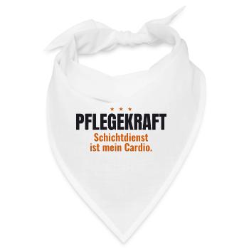 Pflegekraft Shirt – Schichtdienst ist mein Cardio - Bandana - Weiß - Vorne