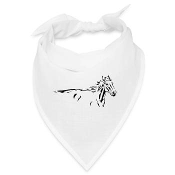 Pferde Wildpferd Tier Silhouette - Bandana - Weiß - Vorne
