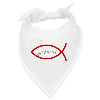 Jesusfisch Ichthys Fisch Fische - Bandana - Weiß - Vorne