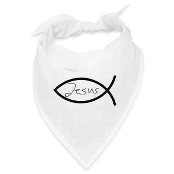 Jesusfisch schwarz Ichthys Fisch Fische - Bandana - Weiß - Vorne