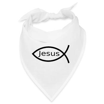  Jesusfisch schwarz Ichthys Jesus Fisch  - Bandana - Weiß - Vorne