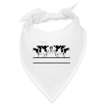Schwarze und weiße Kühe vierteilig - Bandana - Weiß - Vorne