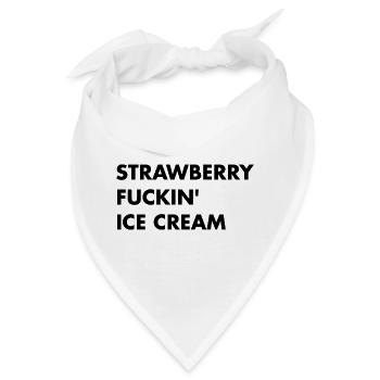 Erdbeer Eis - schwarzer Schriftzug - Bandana - Weiß - Vorne