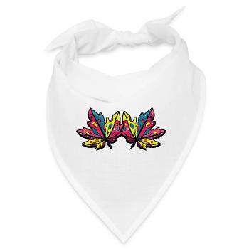 Blatt Herbstlich Ahorn Laub - Bandana - Weiß - Vorne