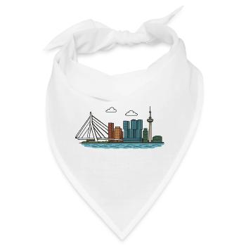 Rotterdam Stadtsilhouette mit Brücke und Tower - Bandana - Weiß - Vorne