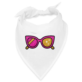 Glitzernde Rosa Sonnenbrille mit Sternen - Bandana - Weiß - Vorne
