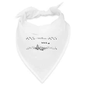 Winterliches Häuserpanorama Linienzeichnung - Bandana - Weiß - Vorne
