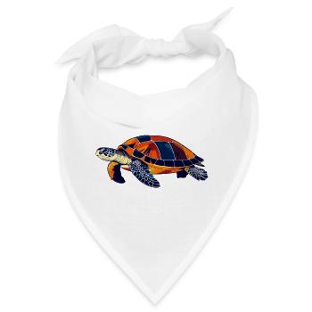 Bunte Mosaik Wasser Schildkröte Meeresschildkröte - Bandana - Weiß - Vorne
