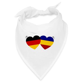 Flaggenherzen Duo Rumänien Deutschland - Bandana - Weiß - Vorne
