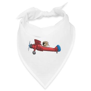 Knuffiger Löwe im Flugzeug - Bandana - Weiß - Vorne