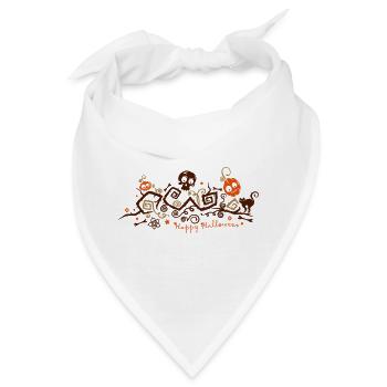 Halloween Ranke mit Kürbissen und Totenkopf - Bandana - Weiß - Vorne