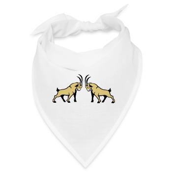 Steinbock Beige Doppelbull Symmetrie - Bandana - Weiß - Vorne